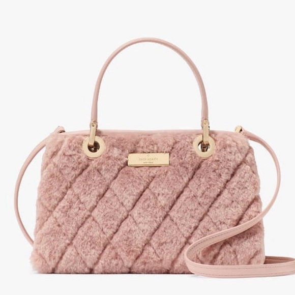 ♠️kate spade Carey Faux Fur Small Sullivan Satchel, Rose Smoke NWT - Picture 1 of 10